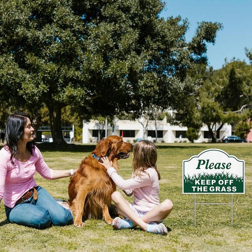 2-Pack 12"x9" Please Keep Off Grass Sign Double-Sided Metal H-Stakes - Picture 6 of 6