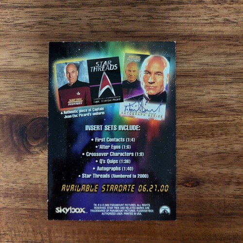 2000 SKYBOX "STAR TREK - The NEXT GENERATION PROFILES" PROMO CARD - Picture 2 of 2