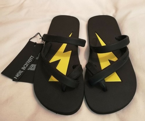 Neil Barrett Thunderbolt Flip Flop PBSA107 Black Yellow Size uk 5 eu 38 - Picture 3 of 8