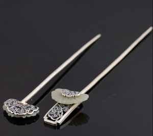 Classic Chinese Jade Silver Hair Pin 925 Sterling Silver Ebay