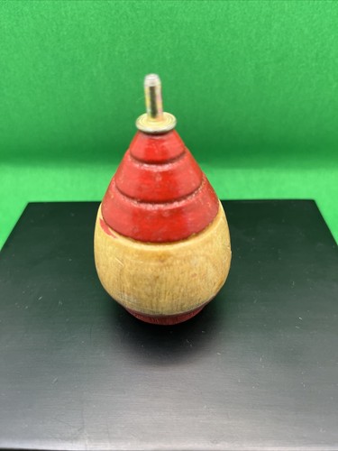 Rare Wooden Hand Spinning Top Toy. Painted Wood Metal Tip …,Tall Rare 3 “ Red