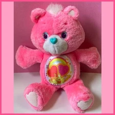 Vintage 1991 Pink Care Bear Kenner “LOVE A LOT” Environmental Plush Rainbow ❤️🌈