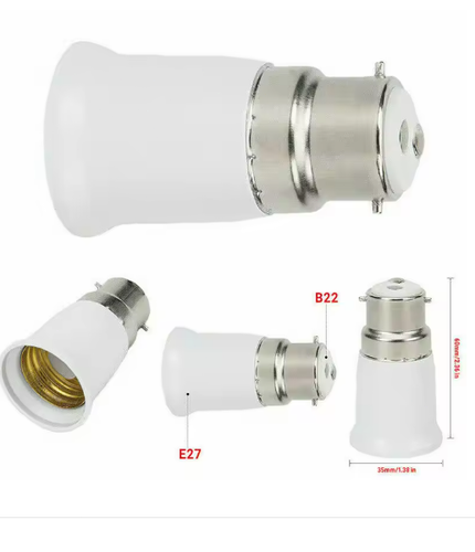 B22 To E27 Light Socket Adapter Bayonet Lamp Base To Edison E27 Bulb Screw - Picture 8 of 10