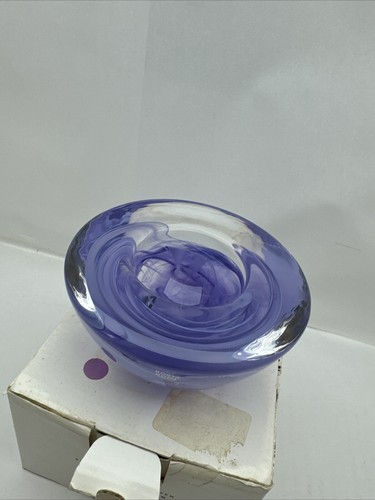 Kosta Boda Glass Atoll Candle Holder Purple Swirl Bowl Votive Designer Superb - Picture 11 of 19