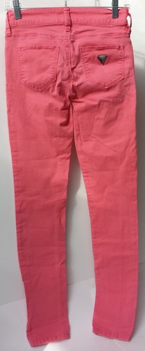 Guess Jeans Pink 5 Pocket Style Metal Logo Cotton Blend Waist Size 26 XS Skinny - Picture 5 of 15