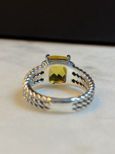 David Yurman 925 Silver Petite Wheaton Ring Yellow citrine & Diamonds Size 7 - Picture 4 of 6
