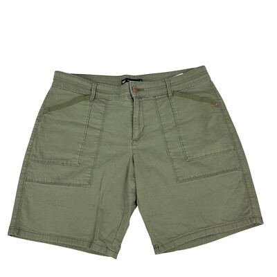 Lee Womens Midrise Fit 12 Petite Cargo Shorts Olive Green Cotton/Spandex 