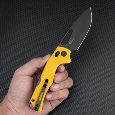 SRM239XGY SRM Mirage Sandvik 14C28N Clip Point Blade Yellow G10 Handle Ambi-Lock
