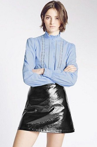 Iconic Alexa Chung M&S Archive Rare Lovell Shirt Blouse Blue Stretch UK 10 38 - Picture 11 of 20
