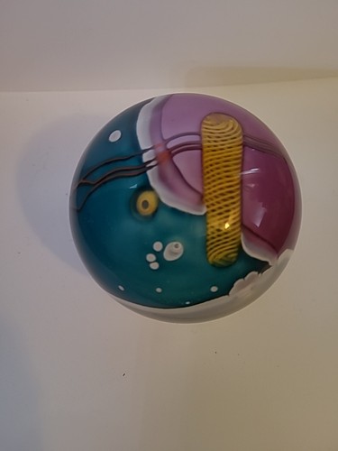 James R. Wilbat Signed ART GLASS Abstract Art Hand Blown Paperweight 2005