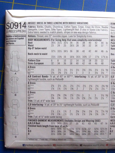 Simplicity 0914 Pattern Dress in 3 Lengths w/Bodice Variations Misses 6-14 Uncut - Picture 3 of 4