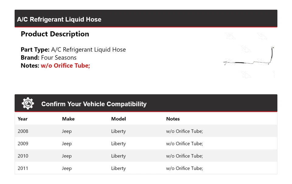 Mangueira líquida refrigerante A/C Jeep Liberty 2008-2011 4 estações 2009 2010 - Imagem 2 de 4
