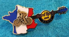 PARIS TOUR DE FRANCE BICYCLE CYCLING RIDER FRENCH FLAG GUITAR Hard Rock Cafe PIN