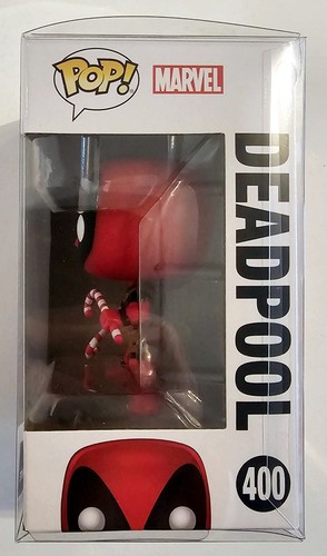 FUNKO POP 400 DEADPOOL with CANDY CANES HOLIDAY FIGURE with PROTECTOR BRAND NEW - Picture 4 of 8