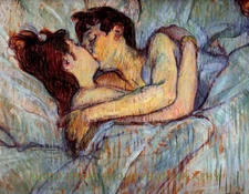 The Kiss in Bed 8.5x11" Photo Print Toulouse-Lautrec Romantic Couple Fine Art