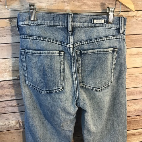 Brandy Melville Boyfriend Jeans Size 24 100% Cotton Distressed Fringe Holes - Foto 4 di 5
