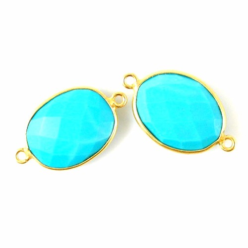 Gemstone Connector  - 14x18mm Faceted Oval Shaped Link  (Sold Per 2 Pcs) - Picture 23 of 23