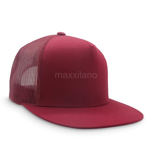 Snapback Hat Cotton Mesh Solid Flat Brim Style Baseball Cap Trucker Men Visor - Picture 84 of 101