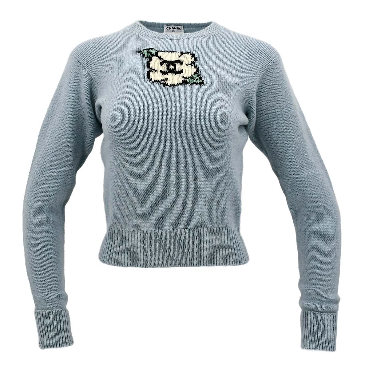 Chanel Sweater Light Blue 95A 40 122099