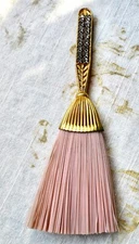Vintage Pink & Goldtone & Rhinestone Whisk Broom #9001