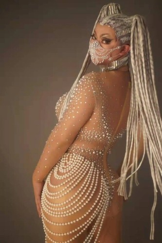 See Through Monos Perla Showgirl Disfraz Rave Festival Conjunto Fiesta Body - Imagen 12 de 14