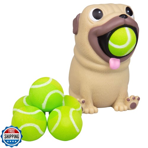 Hog Wild Pug Ball Popper Toy - Includes 4 Soft Foam Balls - Squeeze to Pop Ai