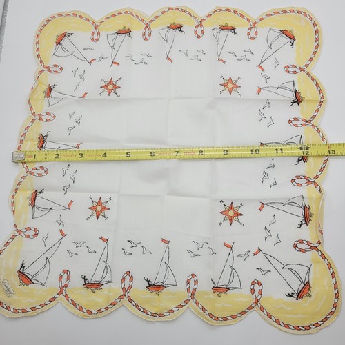 The Canterbury Line VINTAGE Linen Nautical Sailboat Design Handkerchief - Picture 5 of 6