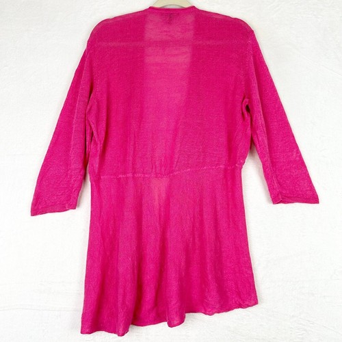 Eileen Fisher Leinen Strickjacke vorne offen Größe Large rosa 3/4 Arm Coastal - Bild 2 von 5