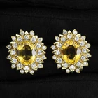 Chic Golden Yellow Sapphire 7.54Ct 925 Sterling Silver 24K Gold Plated Earrings