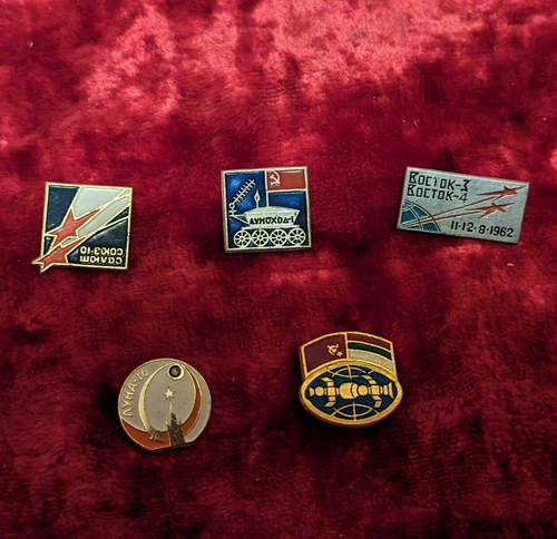 SET USSR SOVIET RUSSIAN PIN BADGE SPACE Intercosmos SOYUZ APOLLO USSR USA 5pcs - Picture 7 of 10