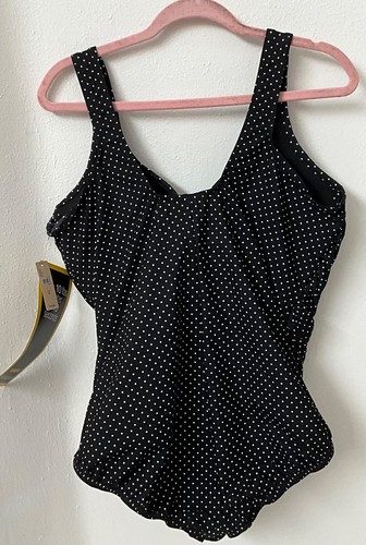 NEW Miraclesuit BLACK & POLKA Dot 1 Piece Swimsuit Slimming SZ TALL PLUS 24 $176 - Picture 7 of 11