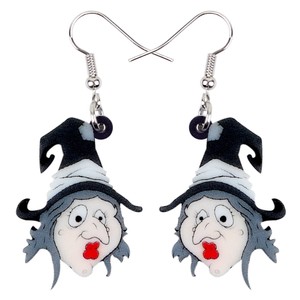 Acrylic Halloween Old Witch Earrings Drop Dangle Cartoon Jewelry For Women Charm Ebay
