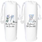Personalised Blue wedding Wine Bag - monogram flowers bridesmaid mother of bride