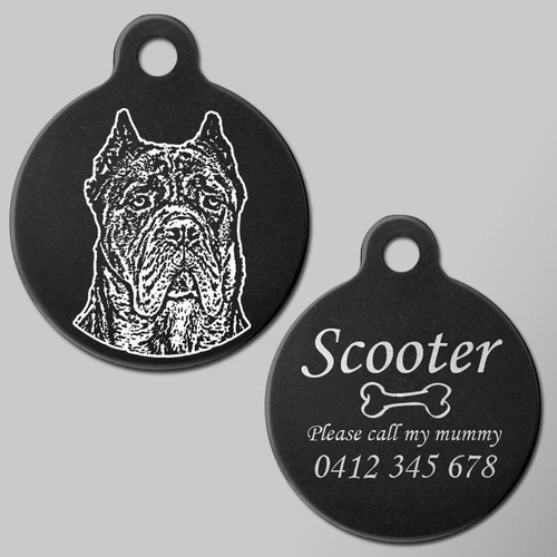Limited Black Edition Dog Pet ID Tag Large 31mm Round Custom Engraved &Free Ring - Picture 22 of 33