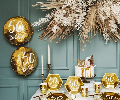 Folienballons in Gold für eine Geburtstagsfeier Musterauswahl 45cm Luftballons - Bild 14 von 26