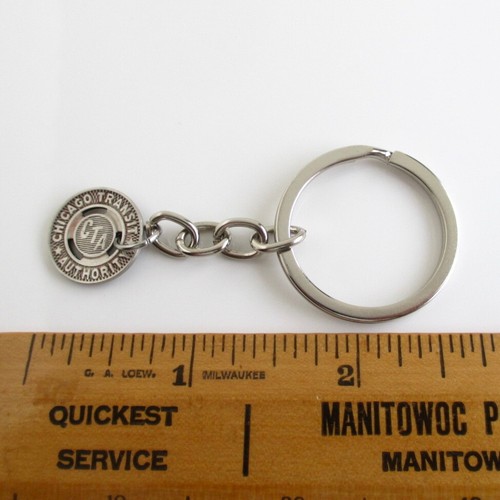 CHICAGO CTA Coin Keychain - Repurposed Vintage Transit Token Key Chain / Fob - Picture 2 of 5