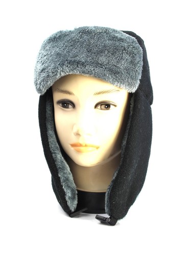 Russian Hats Mens Winter Vintage Fluffy Army Warm Ushanka Cossack Cap Black 59cm