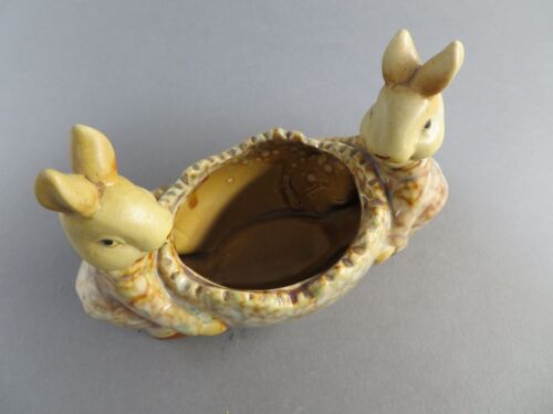 4" Tall Glazed Brown Ceramic / Pottery Bunny Rabbits - Picture 2 of 8