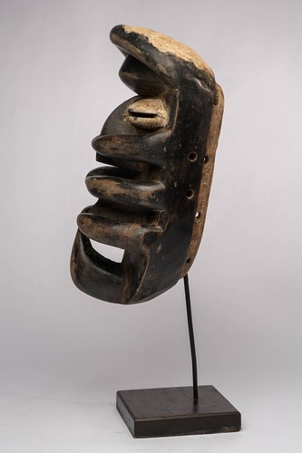 FR1084 MASQUE BETE AVEC SOCLE COTE DIVOIRE AFRIQUE ART TRIBAL AFRICAIN soldes ANCIEN