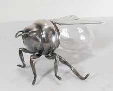 Antique Mappin & Webb Silverplate Honey Bee Form Honey Pot