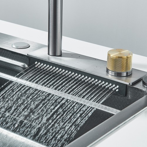 Flying Rain Stainless Steel Waterfall Kitchen Sink with Faucet Single Bowl Sink - Picture 71 of 109