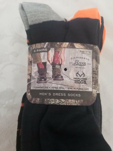 Bass & Co. RealTree Edge Men's Dress Novelty Socks 6 pair Shoe 10-13 Buck/Deer - Picture 1 of 4