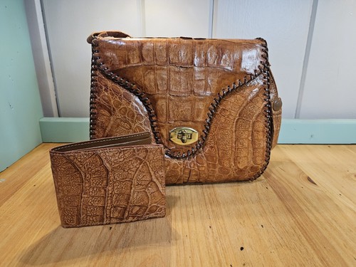 Vintage 1960s IDEAL Genuine Alligator Purse With Matching Wallet