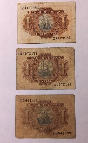 Spanische Una Peseta Papierrechnungen - Vintage - Ausgestellt 1953 - Bild 2 von 2