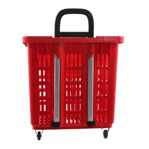 Einkaufswagen 55 Liter mit Rollen Einkaufskorb aus ABS-Kunststoff, Möbel rot - Bild 3 von 7