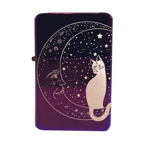 BRAND NEW - DESIGNED BRUSHED STYLED CIGARETTE PETROL LIGHTER - CAT & MOON - Picture 19 of 24