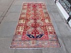 Vintage Traditional Hand Made Oriental Grey Red Cotton Wool Long Rug 239x116cm