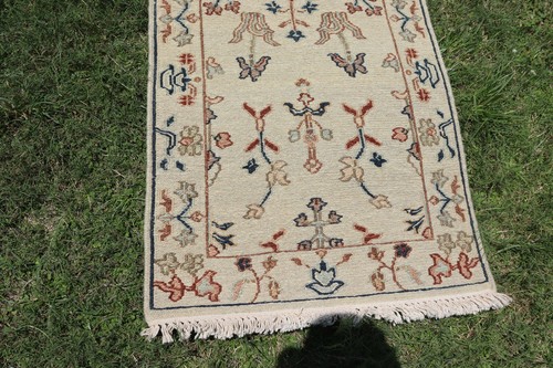 Small Hand Woven Wool Rug Turkish Kilim Dhurrie Afghan Runner Rug 2.3 x 4.6 feet - Picture 4 of 5