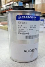 General Electric 97F5160 Round Capacitor (25uF, 370VAC, +06.06%, 50/60Hz) "NEW"