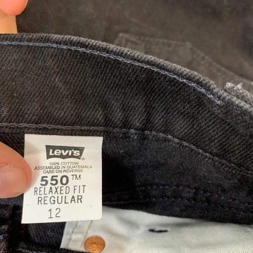 NEW VTG 90s Levis 550 Black Jeans Youth Boys 12 Relaxed Fits 26x26.5 Orange Tab - Picture 14 of 18